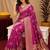 Wine art silk blend jacquard motif work saree with unstitched blouse piece