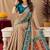 Beige art silk blend jacquard motif work saree with unstitched blouse piece