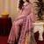 Light pink art silk blend jacquard motif work saree with unstitched blouse piece