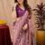 Light pink art silk blend jacquard motif work saree with unstitched blouse piece