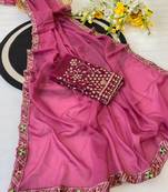 Gajari multicolor sequece embroidery work star georgette saree with blouse
