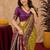 Neon wine art silk blend jacquard motif work saree with unstitched blouse piece