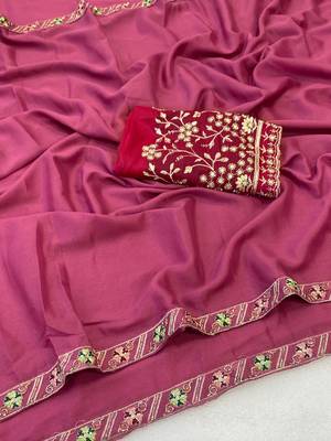 Gajari multicolor sequece embroidery work star georgette saree with blouse 3