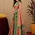 Peach green art silk blend jacquard motif work saree with unstitched blouse piece