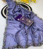 Levender multicolor sequece embroidery work star georgette saree with blouse