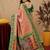 Peach green art silk blend jacquard motif work saree with unstitched blouse piece