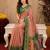 Peach green art silk blend jacquard motif work saree with unstitched blouse piece