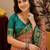 Peach green art silk blend jacquard motif work saree with unstitched blouse piece