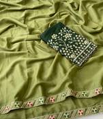 Pista multicolor sequece embroidery work star georgette saree with blouse