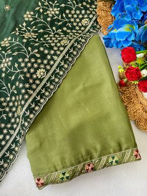 Pista multicolor sequece embroidery work star georgette saree with blouse 2