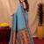 Turquoise art silk blend jacquard motif work saree with unstitched blouse piece