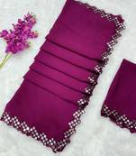 Wine multicolor sequece embroidery work georgette saree with blouse