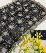 Black zari embroidery work star georgette saree with blouse