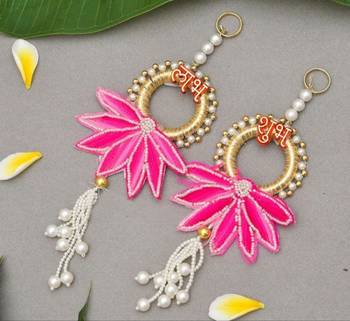handcrafted pink lotus patch shubh door hanging toran for home decor (pack of 2) 3