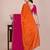 Orange pink multicolor sequece embroidery work chinon saree with blouse