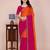 Orange pink multicolor sequece embroidery work chinon saree with blouse