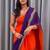 Orange purple multicolor sequece embroidery work chinon saree with blouse