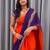 Orange purple multicolor sequece embroidery work chinon saree with blouse