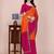 Pink orange multicolor sequece embroidery work chinon saree with blouse