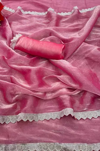 Gajari zharkan stone work  saree with blouse