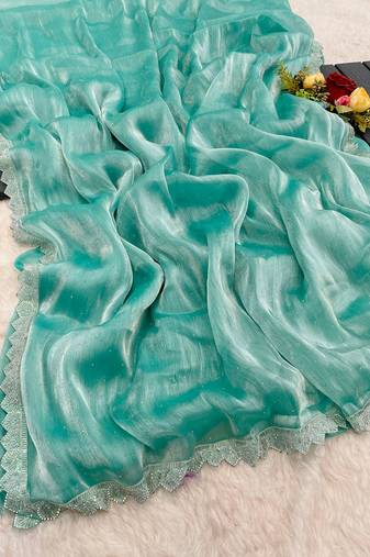 Rama zharkan stone work  saree with blouse