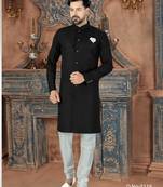 black classic nawabi indowestern sherwani set  & fancy botton