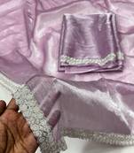 Levender zharkan stone work  saree with blouse