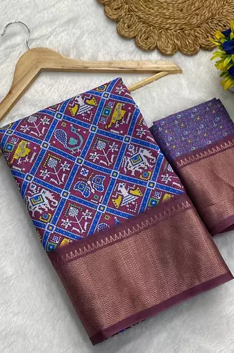 Royal digital print dola silk blend saree with blouse