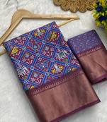 Royal digital print dola silk blend saree with blouse