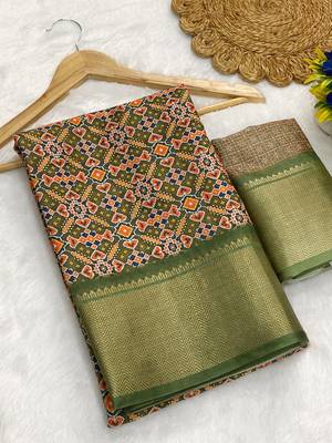 Peroot digital print dola silk blend saree with blouse 1