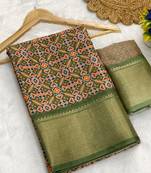 Peroot digital print dola silk blend saree with blouse