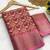 Baby pink digital print dola silk blend saree with blouse