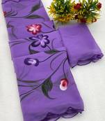 Lavender brush paint georgette saree with blouse