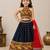 Navy blue mirror work cotton halter neck kids lehenga choli with dupatta 