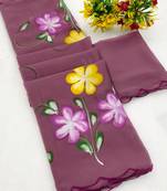 Onion brush paint georgette saree with blouse