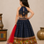 Navy blue mirror work cotton halter neck kids lehenga choli with dupatta 