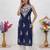 Blue embroidered sleeveless kurti with white palazzo set for women