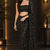 Black multicolor sequece embroidery work georgette saree with blouse