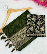Mehndi foil work georgette saree with blouse