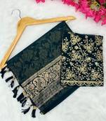 Petrol foil work georgette saree with blouse