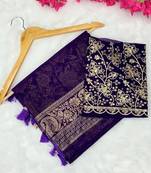 Purple foil work georgette saree with blouse