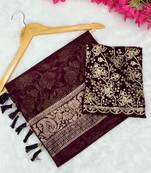 Wine foil work georgette saree with blouse