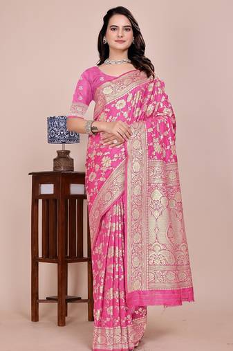 Baby pink tapela dying dola silk blend saree with blouse
