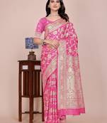 Baby pink tapela dying dola silk blend saree with blouse