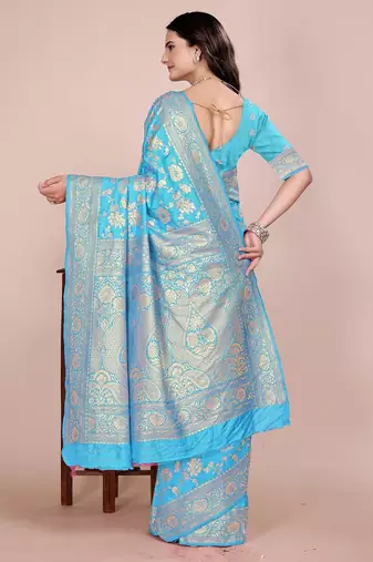 Firozi tapela dying dola silk blend saree with blouse
