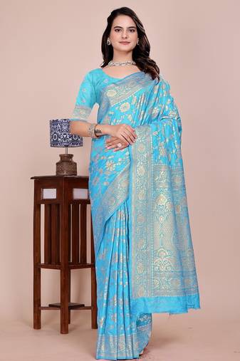 Firozi tapela dying dola silk blend saree with blouse