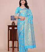 Firozi tapela dying dola silk blend saree with blouse