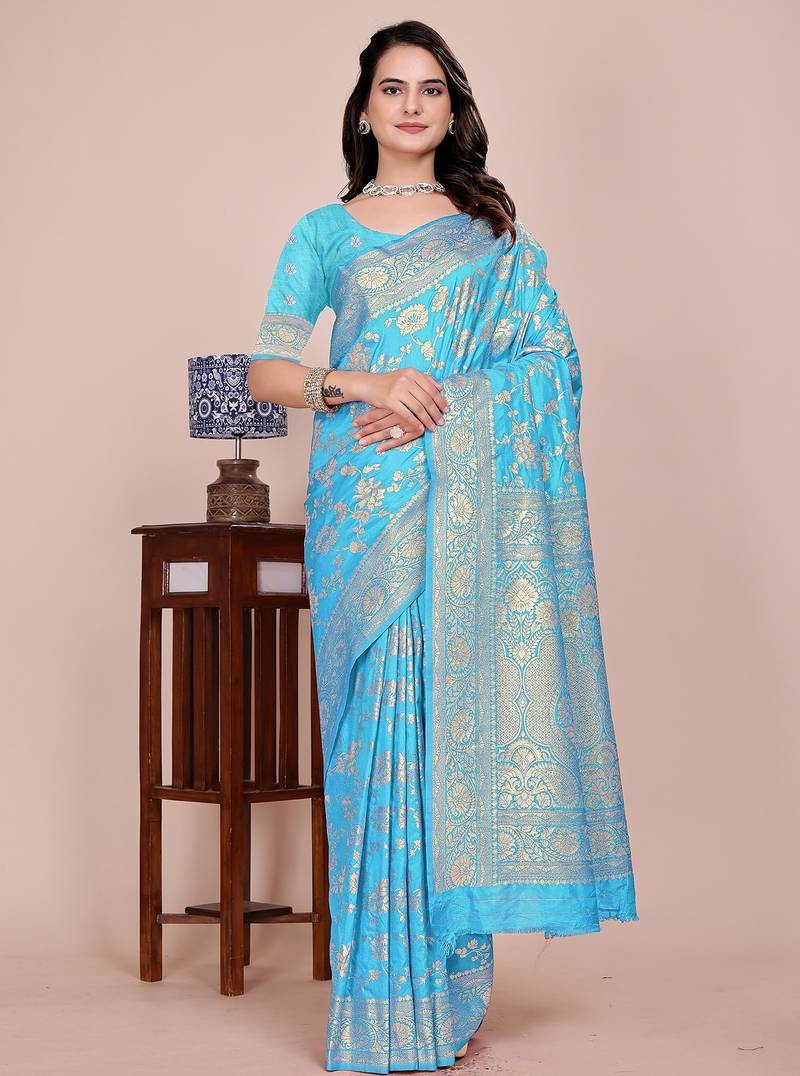 Firozi tapela dying dola silk blend saree with blouse