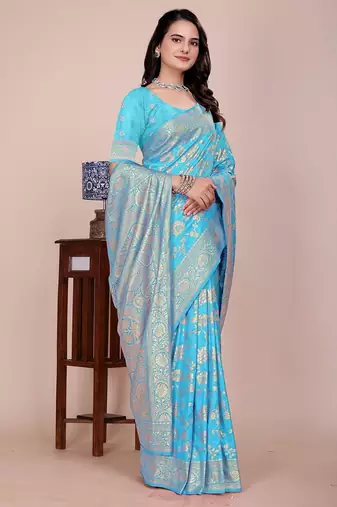 Firozi tapela dying dola silk blend saree with blouse