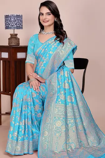 Firozi tapela dying dola silk blend saree with blouse